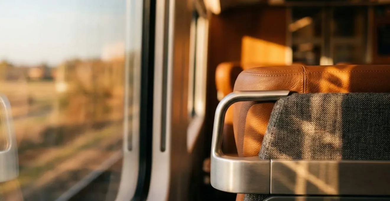 Vue conceptuelle abstraite représentant l'optimisation tarifaire des voyages en train de luxe