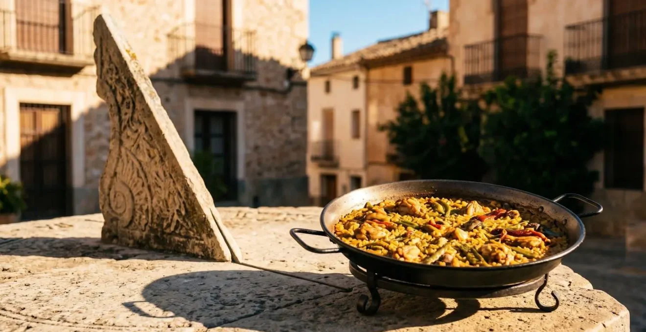 Horloge solaire méditerranéenne montrant le moment idéal pour déguster une paella