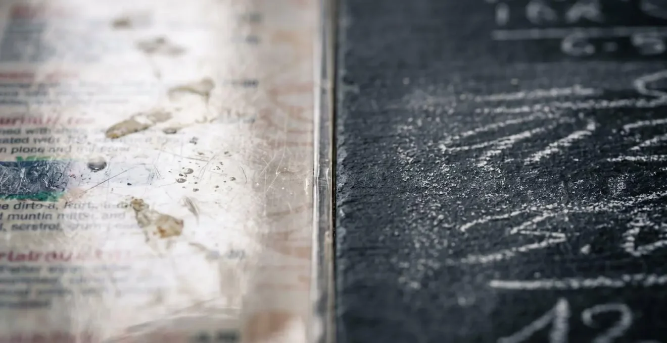 Comparaison visuelle entre menu plastifié touristique et ardoise traditionnelle