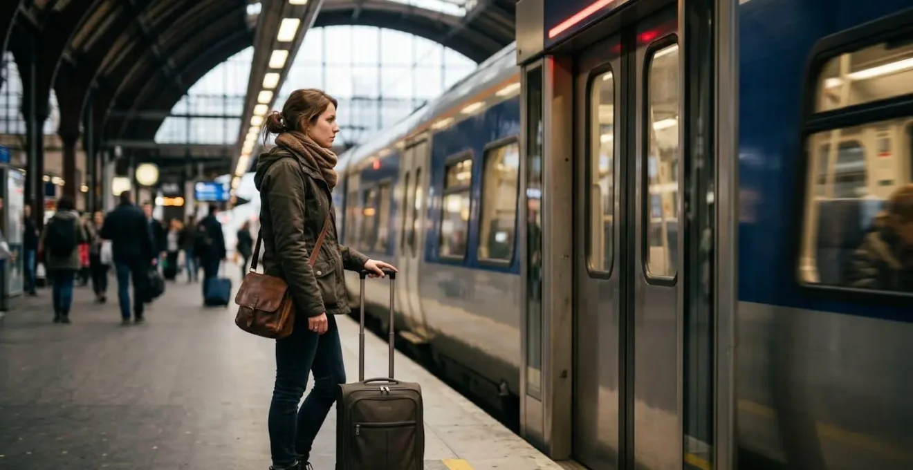 Portes de train AVE en cours de fermeture automatique sur le quai