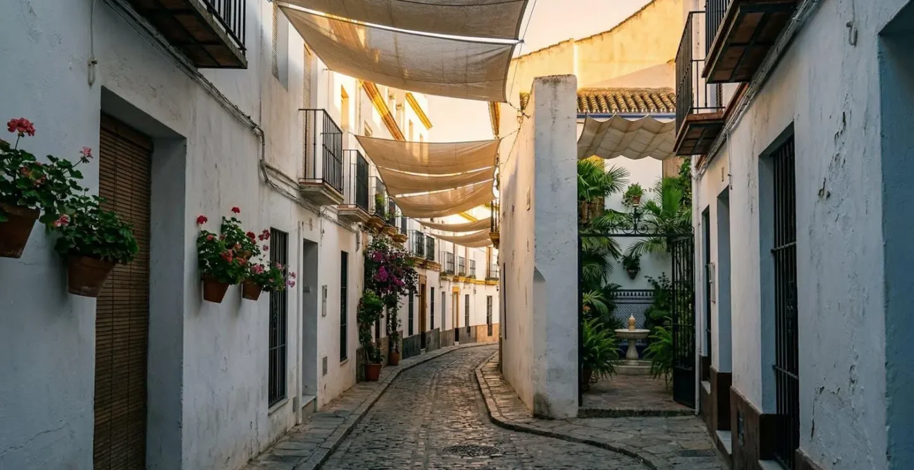 Ruelles ombragées et patios fleuris de Séville sous le soleil andalou