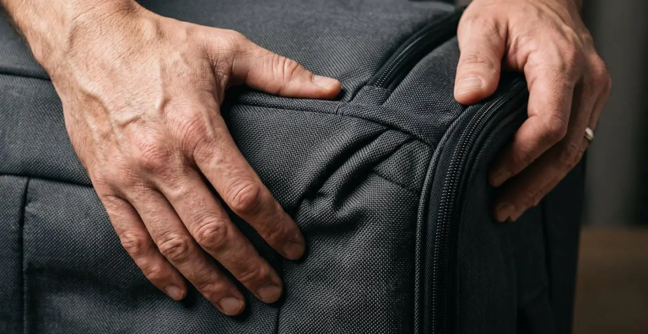 Valise souple compactée prête pour le passage au scanner de sécurité
